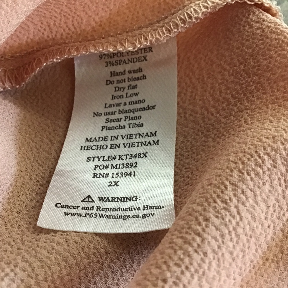 🌻💥NWT Misia Curvy Size 2X Blouse V-Neck Long 3/4 Rolled Sleeves Orange Peach - Picture 8 of 9